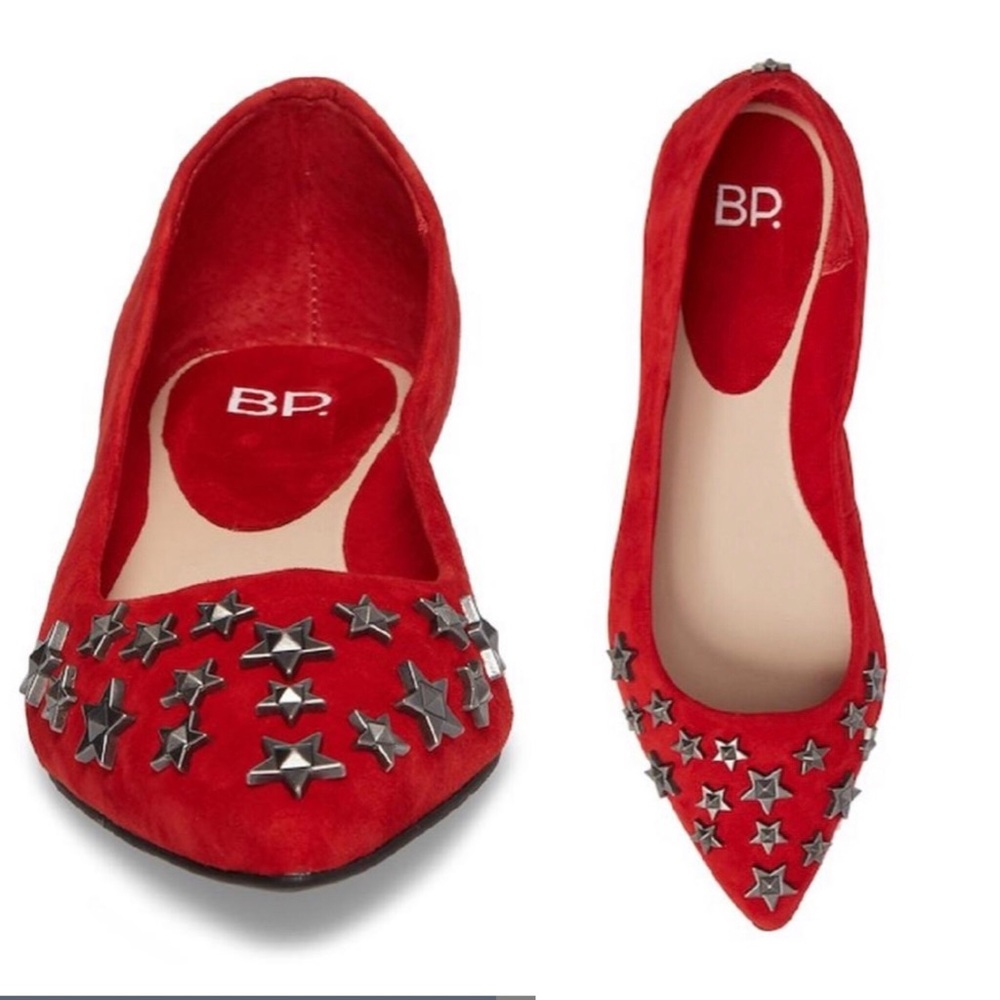 BP Stella Red Suede pointy toe flats